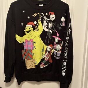 Disney Womens Gray Jack Skellington Nightmare Before Christmas Sweatshirt- Small